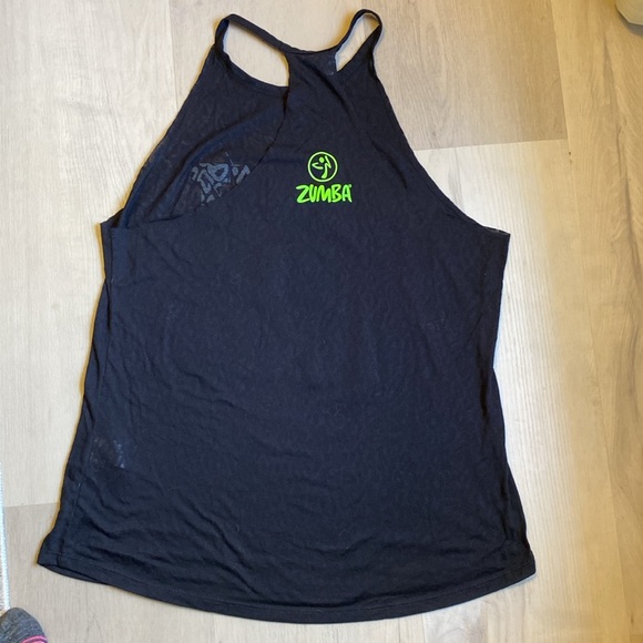 NWOT! Zumba Wild High Neck Tank Top Black with Burnout Cheetah print - Size M - Picture 4 of 5